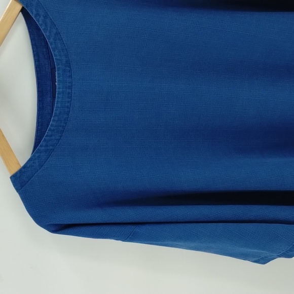 Pure Jill indigo blue oversized pullover top size large textured with buttons - Picture 2 of 10